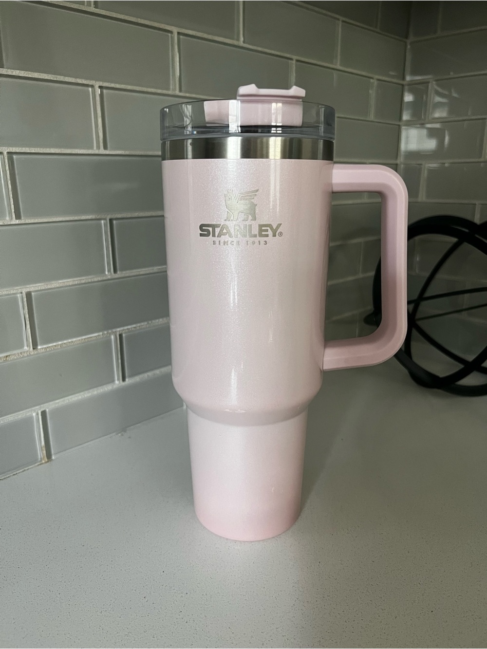 40 oz. Stanley Pink Travel Mug with Handle